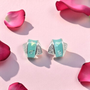 Silver 92.5 Turquoise Inlay Stud Earrings