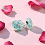Turquoise Enamel and CZ Square Tops 92.5 Silver