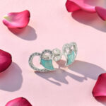 Silver Heart Earrings with Turquoise Detail