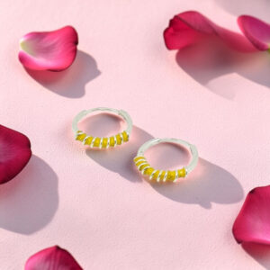 Silver 92.5 Vaali Hoop Earrings - Yellow Detail