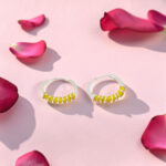 Silver 92.5 Vaali Hoop Earrings - Yellow Detail