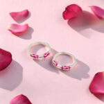 Silver Vaali 92.5 Hoop Earrings with Pink Accent