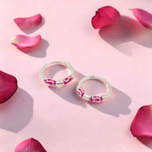 Silver Vaali 92.5 Hoop Earrings with Pink Accent