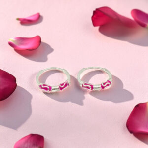 Silver Vaali 92.5 Hoop Earrings with Pink Accent