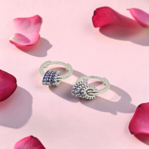 Silver Vaali 92.5 Hoop Earrings with Blue Stones