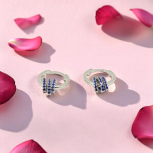 Silver Vaali 92.5 Hoop Earrings with Blue Stones