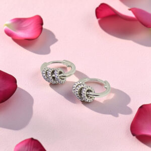 Silver Vaali 92.5 Hoop Earrings with Purple Stones