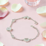 Heart Charm  Link - Silver Mother of Pearl CZ Bracelet