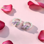 Silver 92.5 Earrings with Purple Hoop Earrings