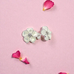 Silver Flower Stud and MOP Earrings