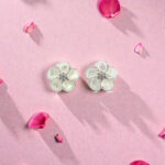 Silver Flower Stud and MOP Earrings