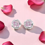 Pink Flower Sterling Silver Stud Earrings