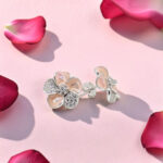 Pink Enamel and CZ Flower Tops Silver 92.5