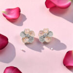 Pink Enamel and CZ Flower Tops Silver 92.5