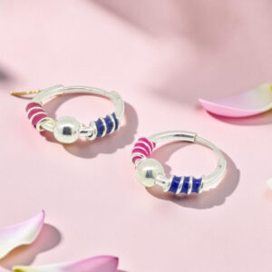 Kids Silver 92.5 Bali Hoop Earrings