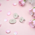 Silver Heart CZ Stud Earrings and Pendant Set
