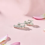 Sterling Silver Diamond Bamboo Hoop Earrings