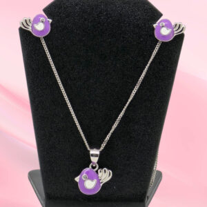 Sterling Silver Bird Pendant Set for Kids