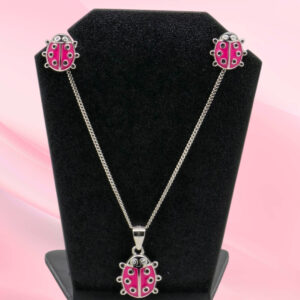 Kids Ladybug Pendant Set Sterling Silver