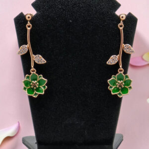 Green Flower Sterling Silver Drop Earrings