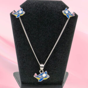 Kids Airplane Necklace Set  Silver 925