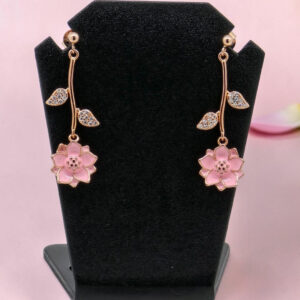 Rose Gold Flower Drop Earrings