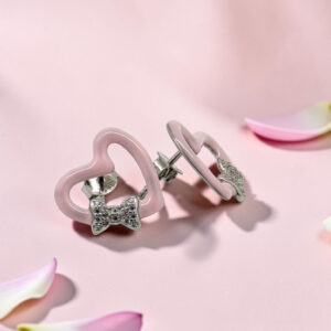 Silver Tops 92.5 Heart Bow Earrings