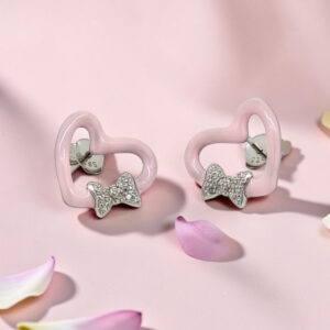 Silver Tops 92.5 Heart Bow Earrings