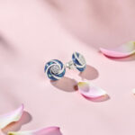 Silver 92.5 Tops Earrings with Blue Enamel
