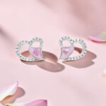 Silver Heart Tops with Pink Inlay and Crystals