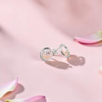 Sterling Silver Mother of Pearl and CZ Stud Earrings