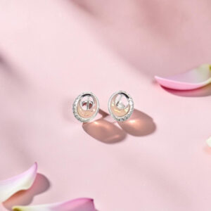 Sterling Silver Mother of Pearl and CZ Stud Earrings