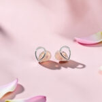 Silver Heart Opal Stud Earrings