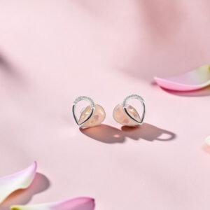 Silver Heart Opal Stud Earrings