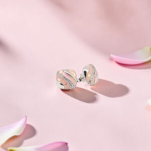 Pink Enamel Silver Tops 92.5 Earrings