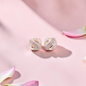 Pink Enamel Silver Tops 92.5 Earrings