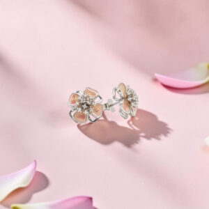 Floral Silver 92.5 Earrings with Diamonds