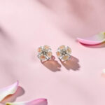 Floral Silver 92.5 Earrings with Diamonds