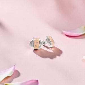 Sterling Silver Opal and Diamond Stud Earrings