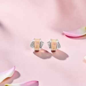 Sterling Silver Opal and Diamond Stud Earrings