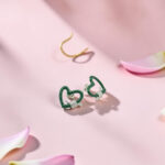 Green Heart Silver Tops 92.5 Earrings