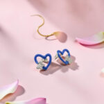 Blue Heart and Butterfly Silver Tops 92.5 Earrings