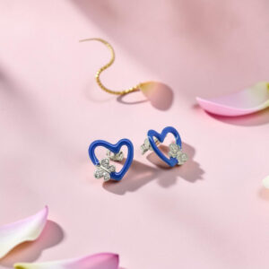 Blue Heart and Butterfly Silver Tops 92.5 Earrings