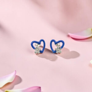 Blue Heart and Butterfly Silver Tops 92.5 Earrings