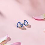 Blue Heart and Bow Silver Tops 92.5 Earrings