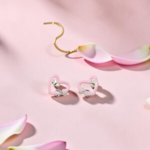 Pink Heart Silver Tops 92.5 Earrings