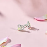 Silver Heart Earrings with Enamel and Crystals