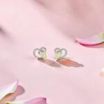 Silver Heart Earrings with Enamel and Crystals
