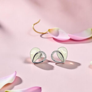 Heart Shape Silver Stud Earrings