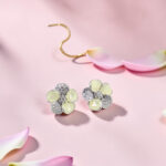 Silver Flower Stud Earrings with CZ